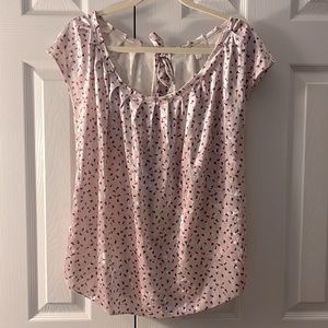 Karen Conrad - Pink floral velour blouse with tie in the back